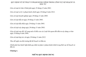 Nghị định 155/2013/NĐ-CP quy định xử phạt vi phạm hành chính kế hoạch đầu tư