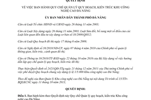 Quyết định 35/2013/QĐ-UBND Quy chế Quản lý quy hoạch kiến trúc Khu công nghệ cao Đà Nẵng
