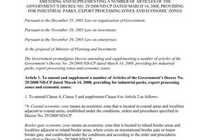 Decree No. 164/2013/ND-CP amendin Decree No. 29/2008/ND-CP industrial parks export processing zones