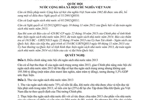 Nghị quyết 54/2013/QH13 điều chỉnh dự toán ngân sách nhà nước năm 2013