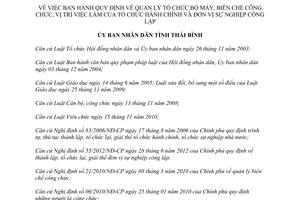 Quyết định 20/2013/QĐ-UBND bộ máy biên chế vị trí tổ chức hành chính sự nghiệp công lập Thái Bình