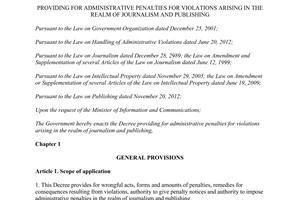 Decree No. 159/2013/ND-CP administrative penalties violations realm journalism publishing