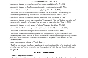 Decree No. 167/2013/ND-CP sanction of administrative violation in social security order safety domestic violence