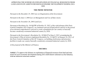 Decision No. 2174/QD-TTg 2013 exploitation of financial for socio-economic development 2013 2020