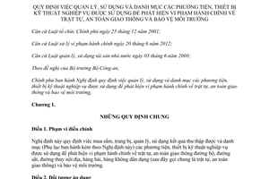 Nghị định 165/2013/NĐ-CP danh mục phương tiện thiết bị kỹ thuật nghiệp vụ được sử dụng để phát hiện vi phạm hành chính