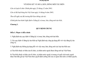 Nghị định 161/2013/NĐ-CP đăng ký mua bán đóng mới tàu biển