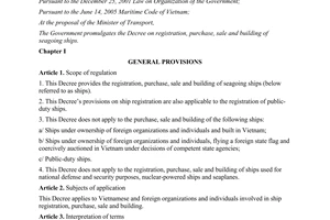 Decree No. 161/2013/ND-CP registration purchase sale and building seagoing ships