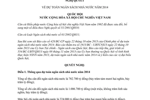 Nghị quyết 57/2013/QH13 dự toán ngân sách nhà nước năm 2014