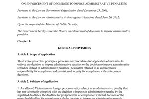 Decree 166/2013/ND-CP enforcement of decisions to impose administrative penalties