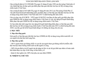 Kế hoạch 105/KH-UBND 2013 khắc phục hậu quả chất độc hóa học 2015 định hướng 2020 Lạng Sơn