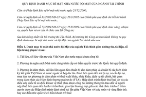 Thông tư 56/2013/TT-BCA-A81 danh mục bí mật nhà nước ngành tài chính