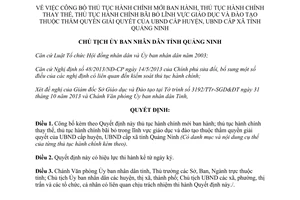Quyết định 3127/QĐ-UBND năm 2013 thủ tục lĩnh vực giáo dục thẩm quyền Uỷ ban Quảng Ninh