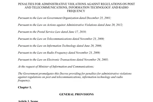 Decree 174/2013/ND-CP penalties administrative violations post information technology radio frequency