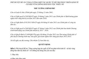 Quyết định 2214/QĐ-TTg năm 2013 tăng cường hợp tác quốc tế phát triển kinh tế xã hội dân tộc thiểu số