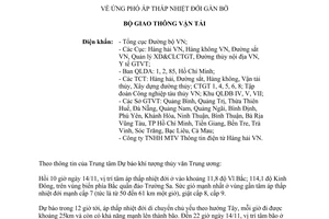 Công điện 75/CĐ-BGTVT năm 2013 ứng phó áp thấp nhiệt đới gần bờ