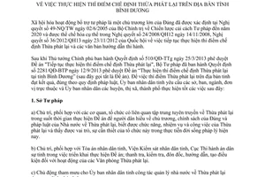 Chỉ thị 16/CT-UBND năm 2013 thí điểm chế định Thừa phát lại Bình Dương