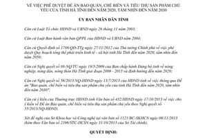 Quyết định 3578/QĐ-UBND 2013 Bảo quản chế biến tiêu thụ sản phẩm chủ yếu Hà Tĩnh đến 2020 tầm nhìn 2030
