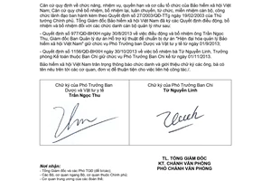 Thông báo 4536/TB-BHXH năm 2013 giới thiệu chức danh chữ ký Bảo hiểm xã hội