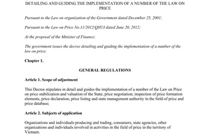 Decree No. 177/2013/ND-CP guiding the implementation of the Law on price