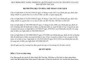 Quyết định 4036/QĐ-BVHTTDL 2013 chức năng cơ cấu tổ chức Cục Bản quyền tác giả