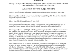 Quyết định 44/2013/QÐ-UBND mức hỗ trợ tái định cư bằng tiền khi Nhà nước thu hồi đất Bà Rịa Vũng Tàu