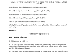 Nghị định 179/2013/NĐ-CP quy định xử phạt vi phạm hành chính bảo vệ môi trường