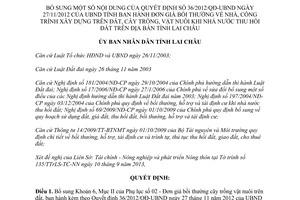 Quyết định 31/2013/QĐ-UBND sửa đổi 36/2012/QĐ-UBND đơn giá bồi thường nhà khi thu hồi đất Lai Châu