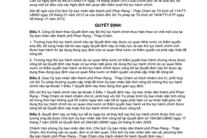 Quyết định 2330/QĐ-UBND 2013 công bố Bộ thủ tục hành chính thực hiện theo cơ chế một cửa Ninh Thuận