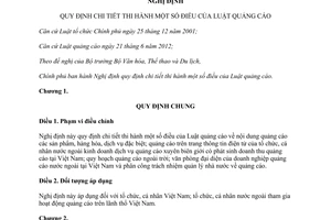 Nghị định 181/2013/NĐ-CP hướng dẫn Luật quảng cáo