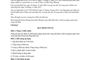 Thông tư 30/2013/TT-BCT quy định điều kiện trình tự ngừng cung cấp điện