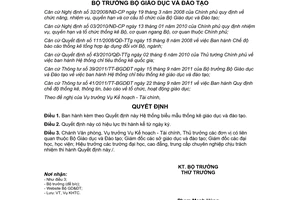 Quyết định 5363/QĐ-BGDĐT 2013 Hệ thống biểu mẫu thống kê giáo dục đào tạo