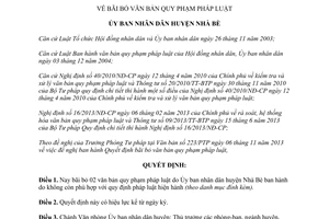 Quyết định 430/QĐ-UBND năm 2013 bãi bỏ văn bản quy phạm pháp luật Nhà Bè Hồ Chí Minh