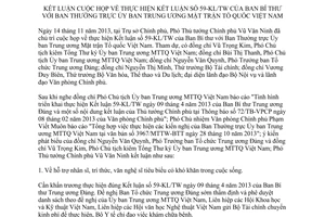 Thông báo 422/TB-VPCP năm 2013 kết luận cuộc họp Kết luận 59-KL/TW