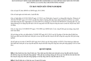 Quyết định 36/2013/QĐ-UBND Quy định mức kinh phí cải tạo sang đất phi nông nghiệp Nam Định