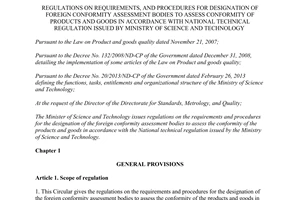 Circular No. 26/2013/TT-BKHCN assess conformity of products and goods in accordance with national technical regulation