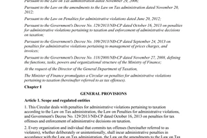 Circular No. 166/2013/TT-BTC on penalties for administrative violations pertaining to taxation