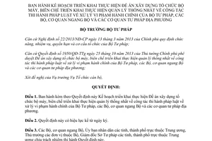Quyết định 2736/QĐ-BTP 2013 Kế hoạch xây dựng tổ chức bộ máy xử lý vi phạm hành chính