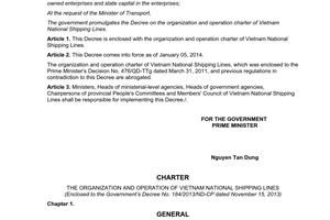 Decree 184/2013/ND-CP organization operation charter VietNam national shipping lines