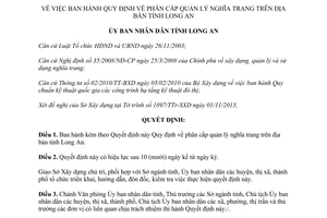 Quyết định 57/2013/QĐ-UBND phân cấp quản lý nghĩa trang Long An