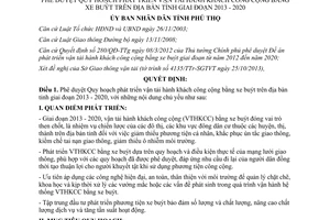 Quyết định 2938/QĐ-UBND 2013 Quy hoạch phát triển vận tải hành khách công cộng bằng xe buýt Phú Thọ