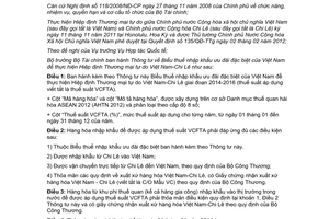 Thông tư 162/2013/TT-BTC Biểu thuế nhập khẩu ưu đãi Việt Nam Chi Lê