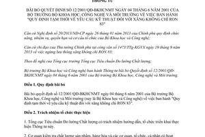 Thông tư 25/2013/TT-BKHCN bãi bỏ Quyết định 12/2001/QĐ-BKHCNMT c