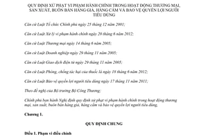 Nghị định 185/2013/NĐ-CP xử phạt hành chính hoạt động thương mại sản xuất bảo vệ người tiêu dùng