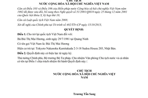 Quyết định 2215/QĐ-CTN năm 2013 cho trở lại quốc tịch Việt Nam
