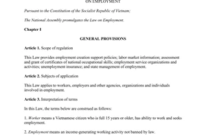 Law No. 38/2013/QH13 of 16 November 2013, on employment