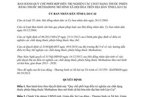 Quyết định 47/2013/QĐ-UBND phối hợp điều trị nghiện thuốc phiện bằng Methadone Lào Cai