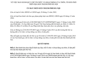 Quyết định 50/2013/QĐ-UBND Quy chế tổ chức hoạt động thôn tổ dân phố Hà Nội