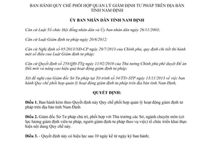 Quyết định 38/2013/QĐ-UBND Quy chế phối hợp quản lý giám định tư pháp Nam Định