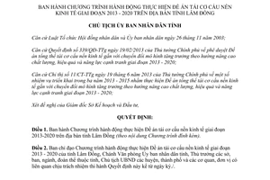 Quyết định 2303/QĐ-UBND 2013 thực hiện tái cơ cấu nền kinh tế 2013-2020 tỉnh Lâm Đồng