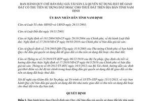 Quyết định 37/2013/QĐ-UBND Quy chế bán đấu giá tài sản quyền sử dụng đất Nam Định